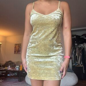 Zara Golden Velvet Slip Dress